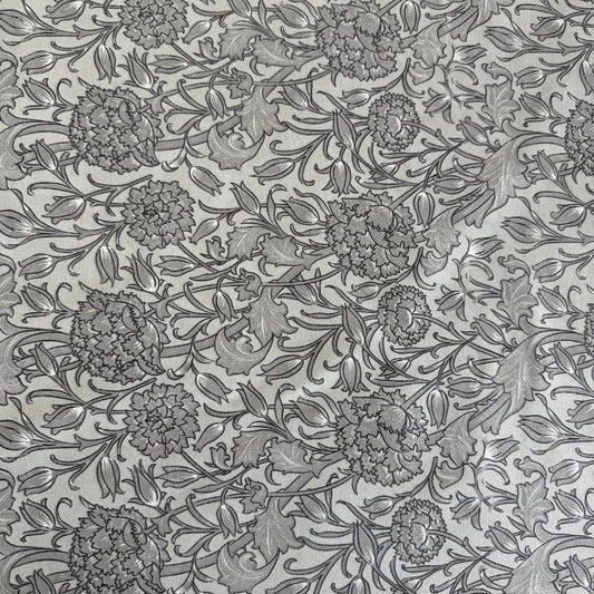Grey vintage floral 108 inch wide cotton sheeting fabric for bedding quilt backing and home decor