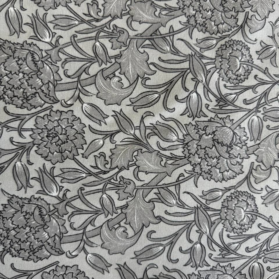 Grey vintage floral 108 inch wide cotton sheeting fabric for bedding quilt backing and home decor