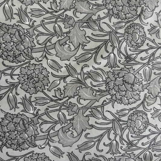 Grey vintage floral 108 inch wide cotton sheeting fabric for bedding quilt backing and home decor