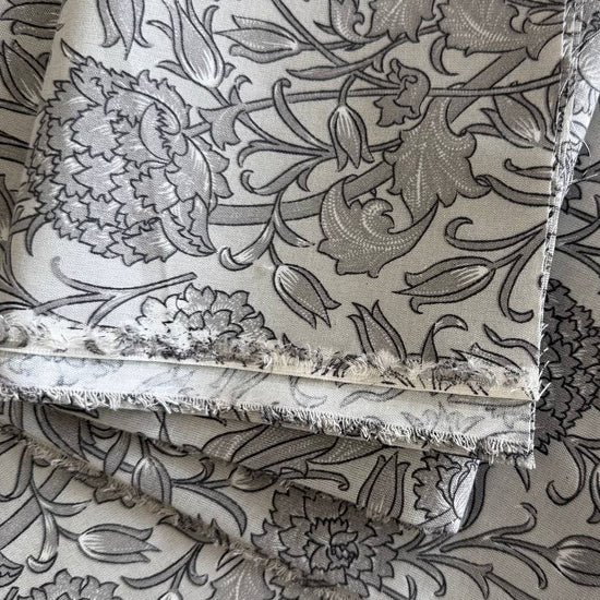 Grey vintage floral 108 inch wide cotton sheeting fabric for bedding quilt backing and home decor