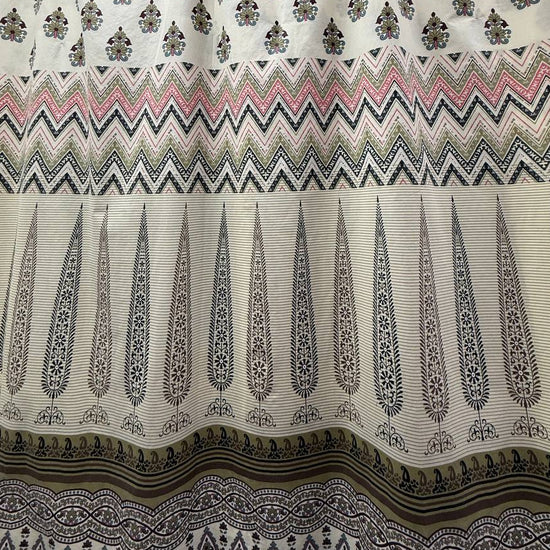 Vintage ornamental border print cotton sheeting 108 inch wide in cream taupe and pink quilting backing fabric