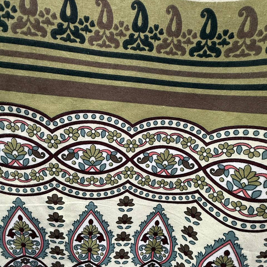 Vintage ornamental border print cotton sheeting 108 inch wide in cream taupe and pink quilting backing fabric