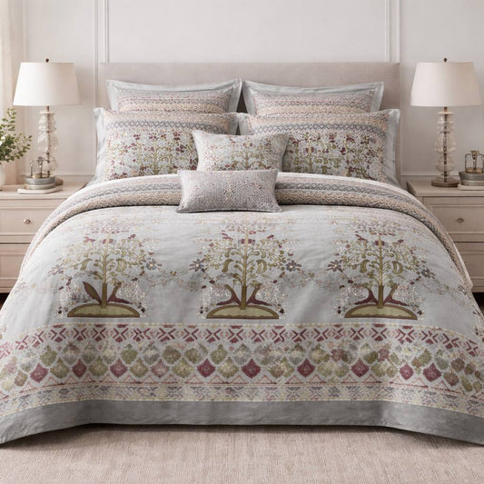 Botanical Border  Duvet Cover with Zipper | Sasha Atelier