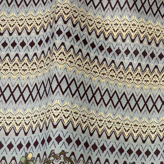 Taupe botanical border cotton sheeting fabric 108 wide
