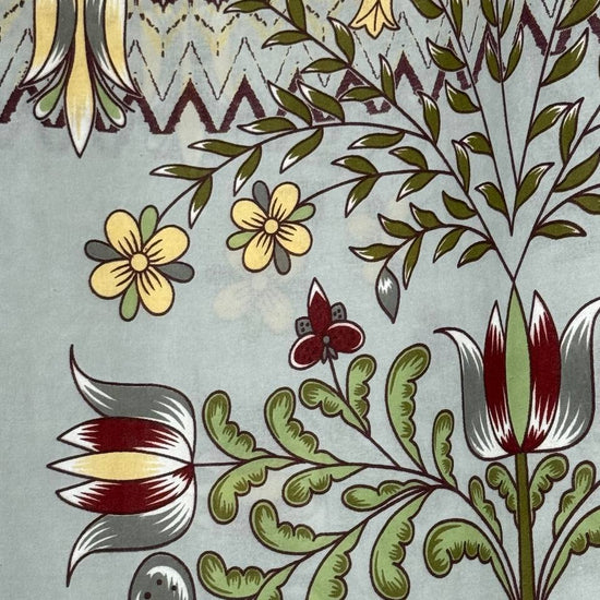 Taupe botanical border cotton sheeting fabric 108 wide