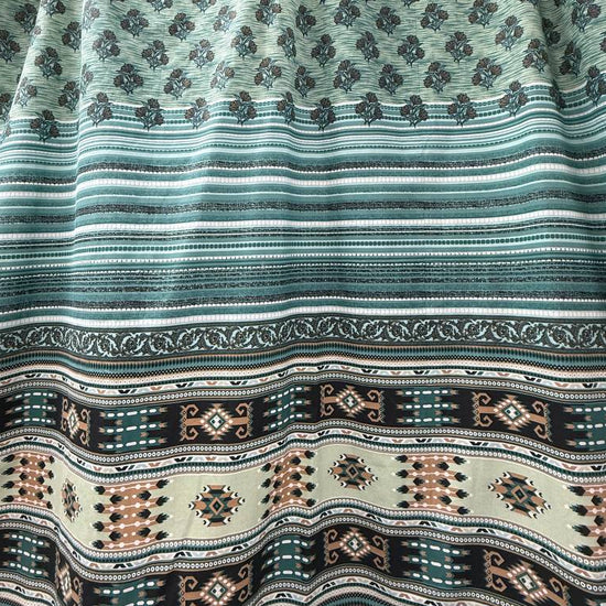 Galeria Cotton Sheeting 108 inch teal tribal border print wide backing fabric