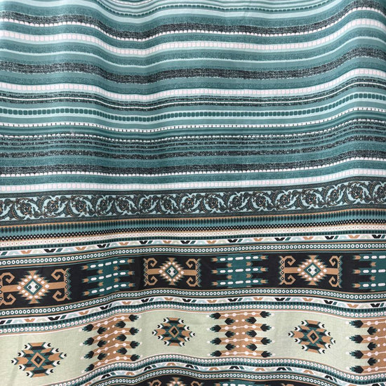 Galeria Cotton Sheeting 108 inch teal tribal border print wide backing fabric