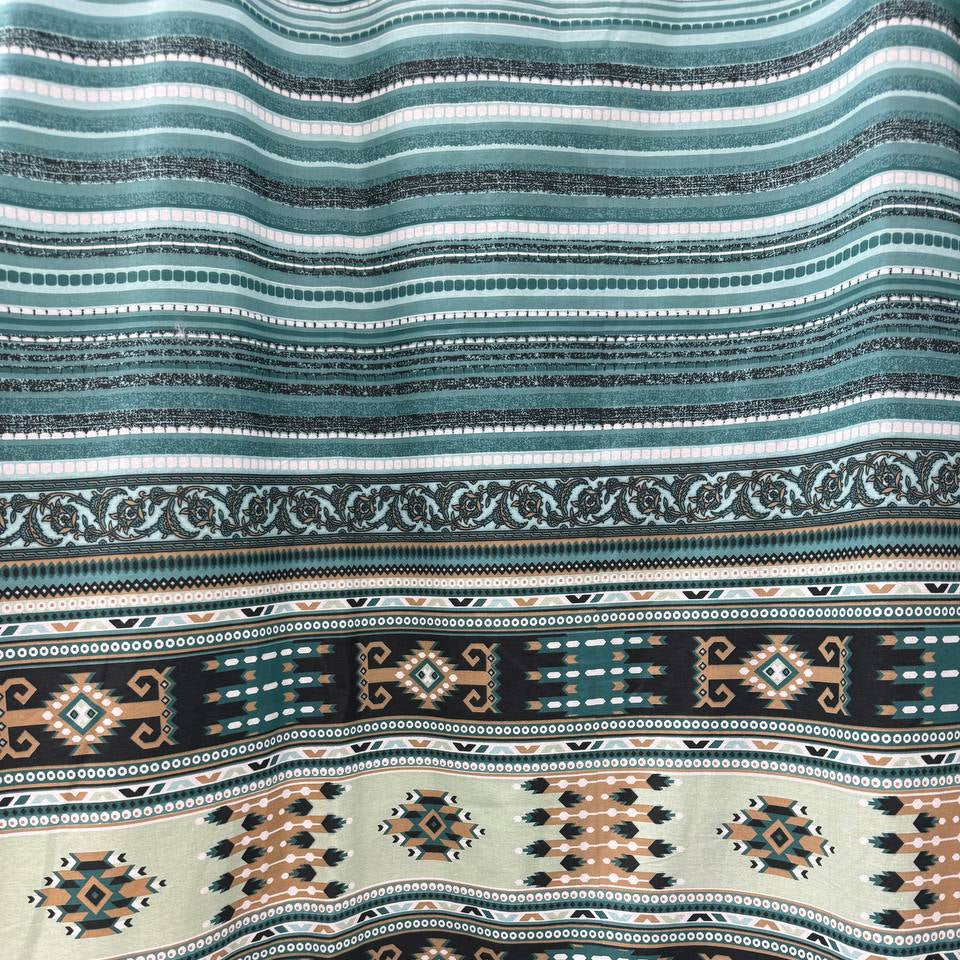 Galeria Cotton Sheeting 108 inch teal tribal border print wide backing fabric