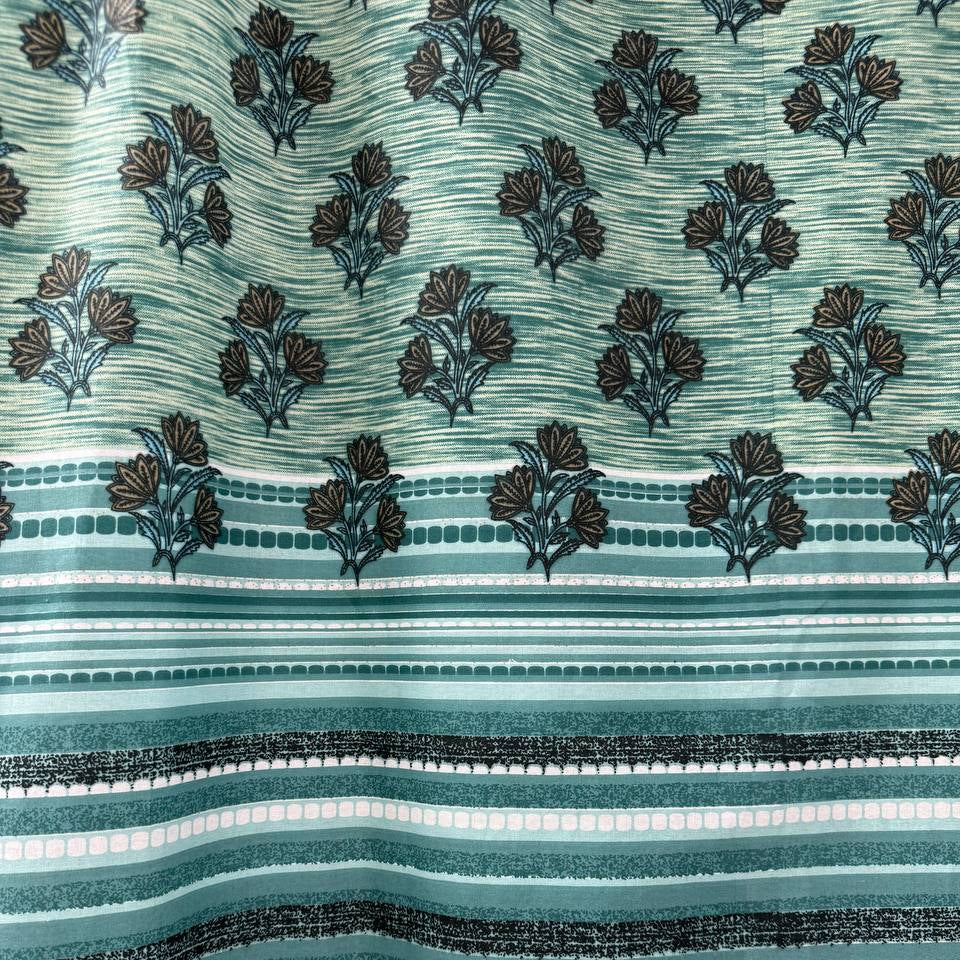 Galeria Cotton Sheeting 108 inch teal tribal border print wide backing fabric