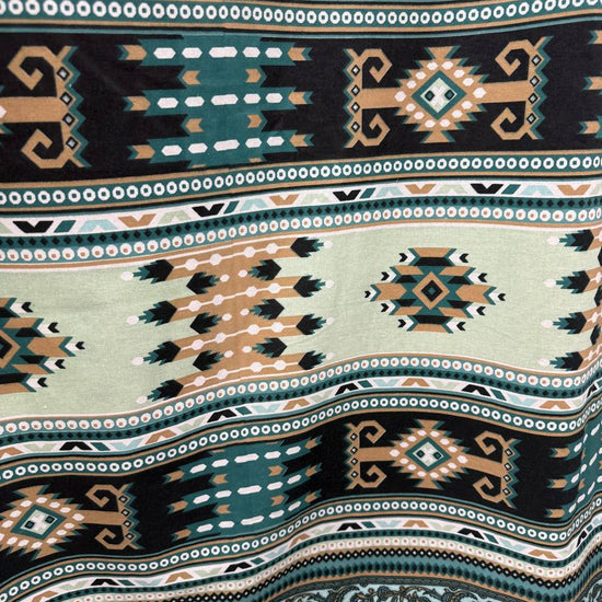 Galeria Cotton Sheeting 108 inch teal tribal border print wide backing fabric
