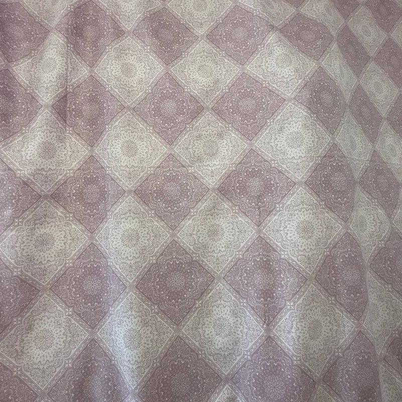 Pink medallion cotton sheeting fabric 108 wide soft pink diamond pattern