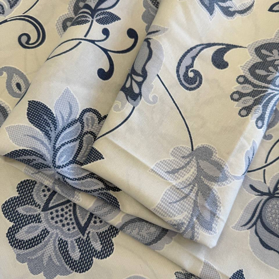 Galeria cotton sheeting 108 wide blue floral fabric cream background
