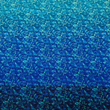 Northcott Starry Night dark blue multi ombre cotton fabric featuring swirling turquoise and royal blue brushstrokes fading into deep navy.
