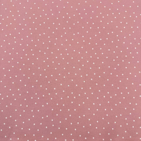 FIGO Fabrics Nest Dots 100% cotton fabric in Caramel and Rose colors with delicate white dotted pattern.