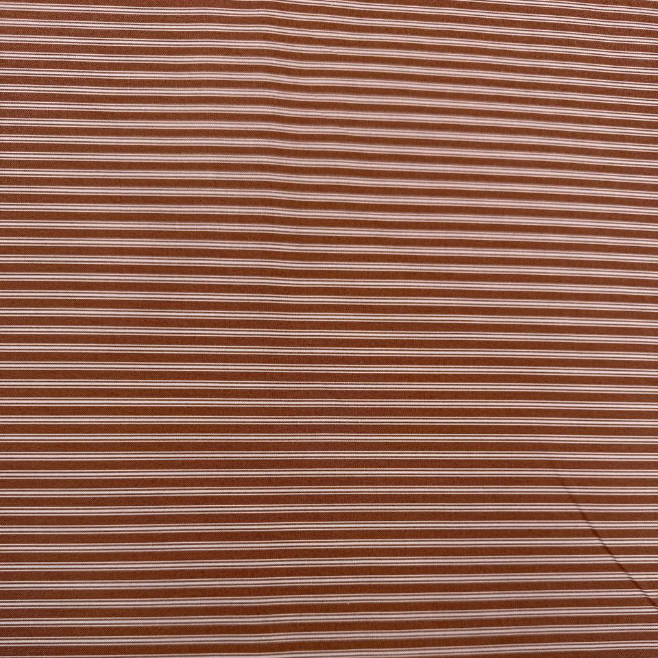 FIGO Fabrics Nest Stripe 100% cotton quilting fabric available in Aqua, Buttercream, and Cinnamon, featuring delicate white stripes.