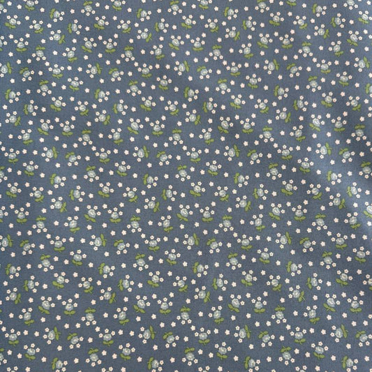 Moda Nantucket Summer blue cotton fabric with small white and green floral print