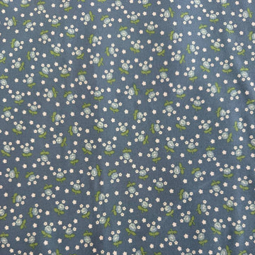 Moda Nantucket Summer blue cotton fabric with small white and green floral print