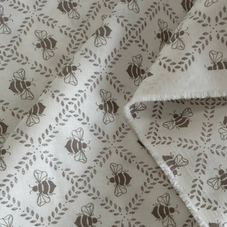 Moda Sundrenched bee print cotton fabric in indigo cloud and sky colors