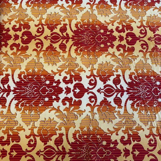 Orange and gold floral cotton fabric from Flower Festival collection by Benartex, elegant vintage style quilting fabric with warm tones