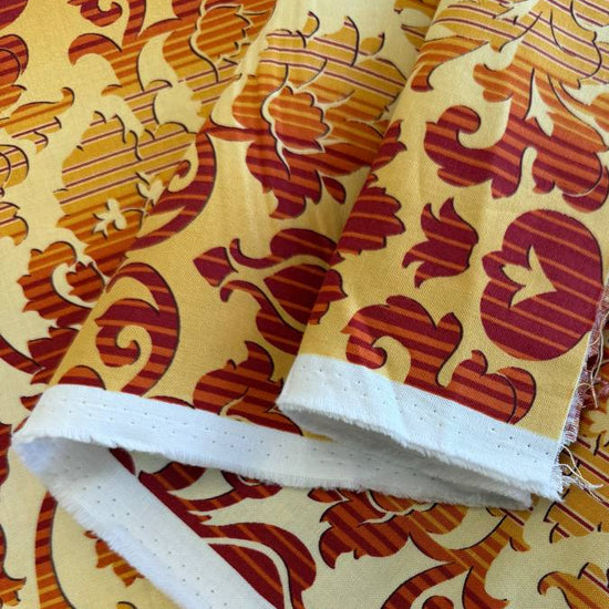 Orange and gold floral cotton fabric from Flower Festival collection by Benartex, elegant vintage style quilting fabric with warm tones