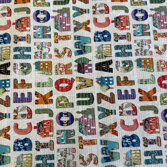 Moda Paper Hamlet alphabet cotton fabric light background