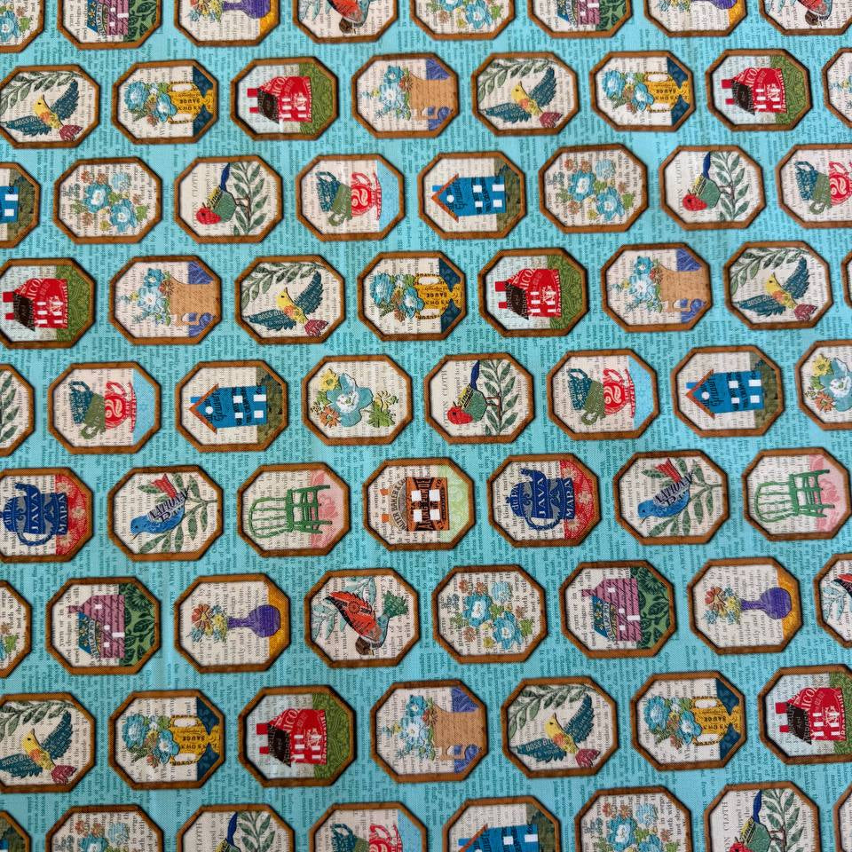 Moda Paper Hamlet fabric sky color vintage houses quilting cotton