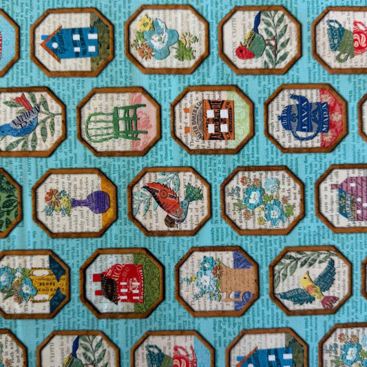 Moda Paper Hamlet fabric sky color vintage houses quilting cotton