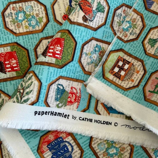 Moda Paper Hamlet fabric sky color vintage houses quilting cotton