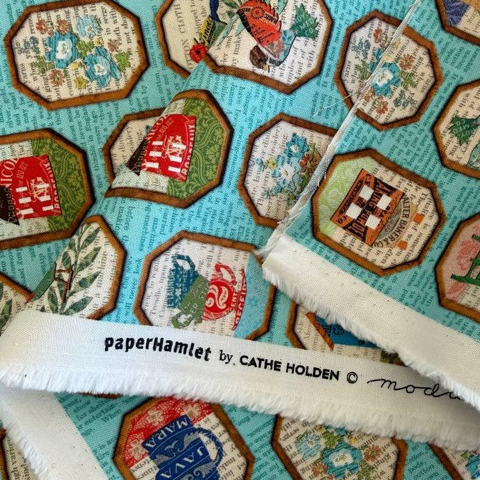 Moda Paper Hamlet fabric sky color vintage houses quilting cotton