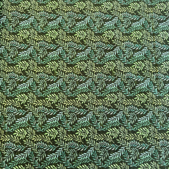 Moda Paper Hamlet Midnight leaf print cotton fabric with green botanical pattern on dark blue background