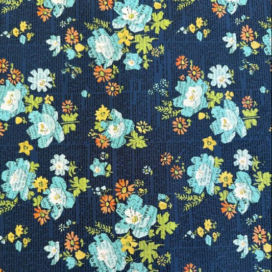 Paper Hamlet Midnight floral cotton fabric by Moda with vintage flowers on navy background