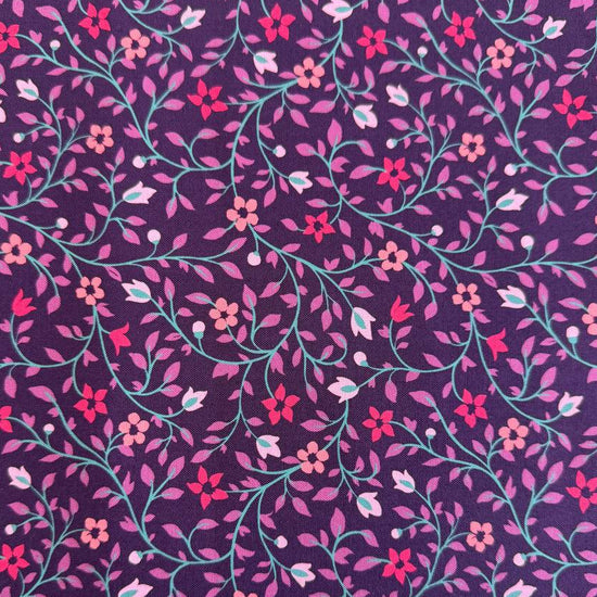 Plum floral vine quilting cotton fabric by Moda Parlor collection