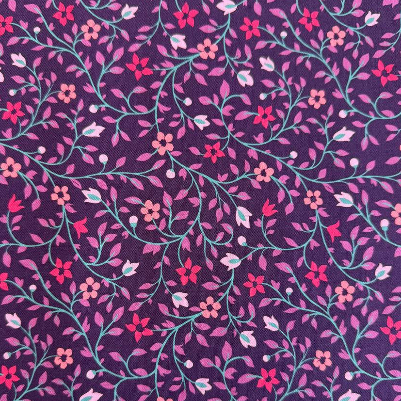 Plum floral vine quilting cotton fabric by Moda Parlor collection