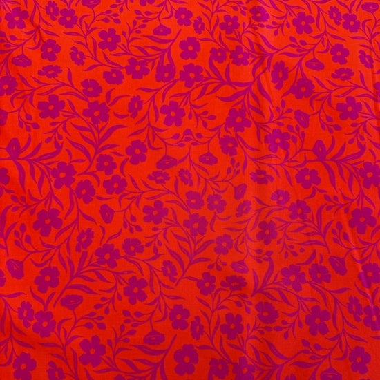 Orange pink floral cotton fabric Maeve by Crystal Manning for Moda