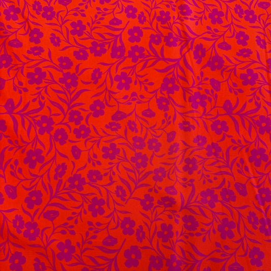 Orange pink floral cotton fabric Maeve by Crystal Manning for Moda