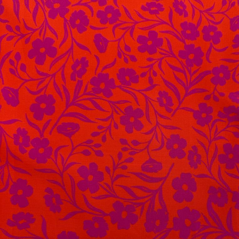 Orange pink floral cotton fabric Maeve by Crystal Manning for Moda