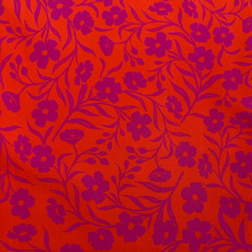 Orange pink floral cotton fabric Maeve by Crystal Manning for Moda