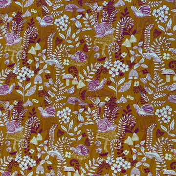Golden floral mushroom cotton fabric Maeve by Crystal Manning for Moda