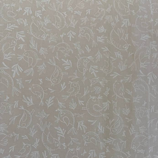 Cream bird cotton fabric Chirp by Elena Amo for Moda