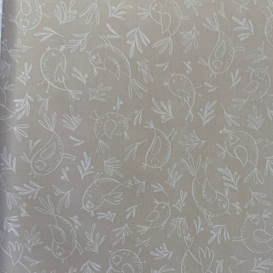 Cream bird cotton fabric Chirp by Elena Amo for Moda