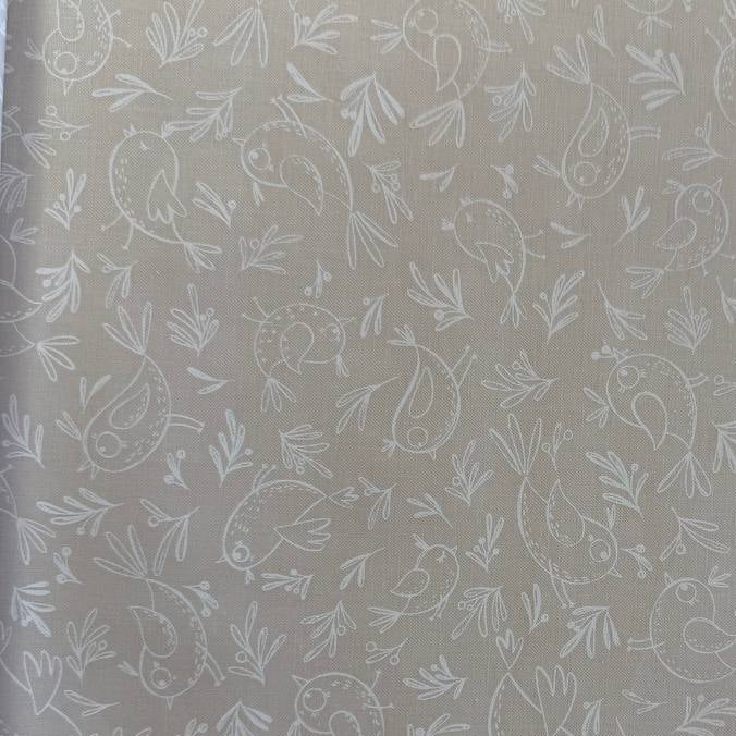 Cream bird cotton fabric Chirp by Elena Amo for Moda