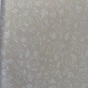 Cream bird cotton fabric Chirp by Elena Amo for Moda