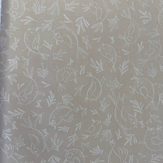 Cream bird cotton fabric Chirp by Elena Amo for Moda