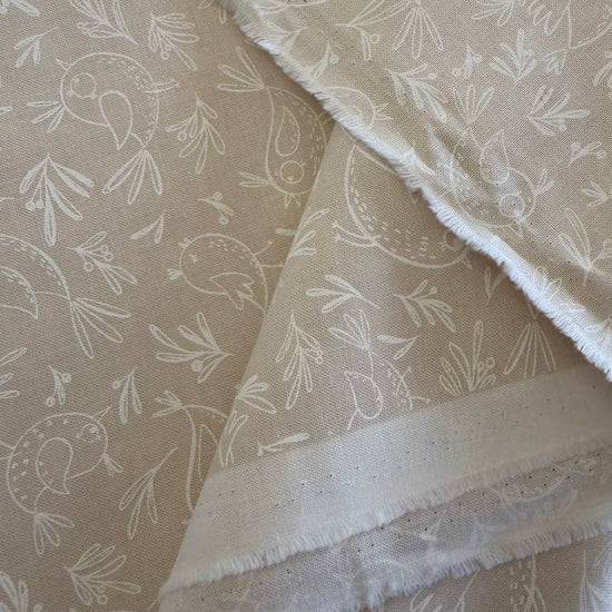 Cream bird cotton fabric Chirp by Elena Amo for Moda