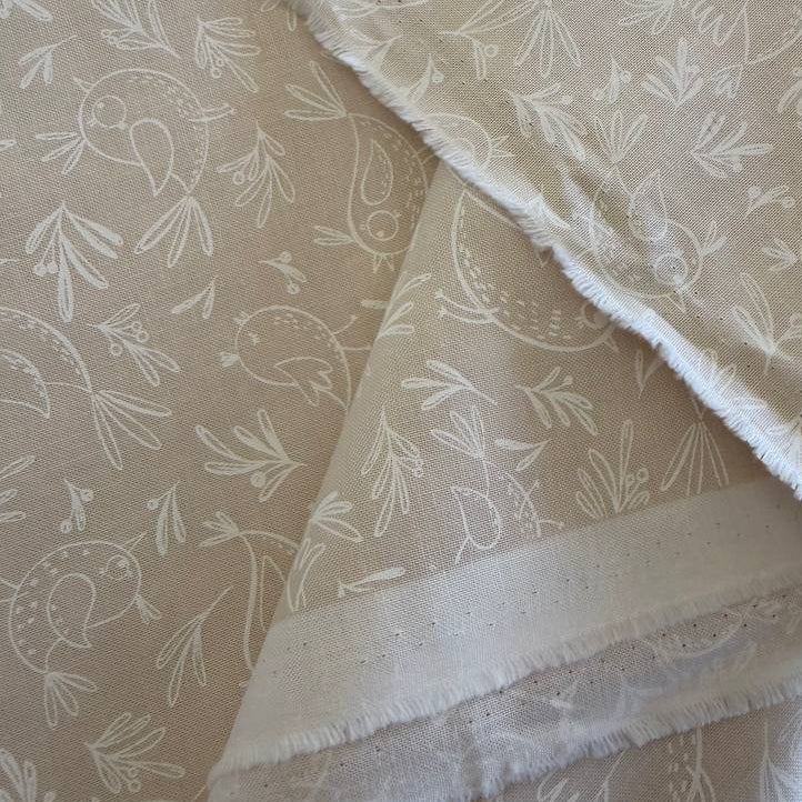 Cream bird cotton fabric Chirp by Elena Amo for Moda