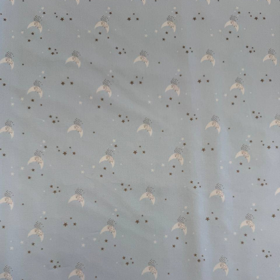 Light blue moon stars cotton fabric Little Ducklings by Paper and Cloth for Moda