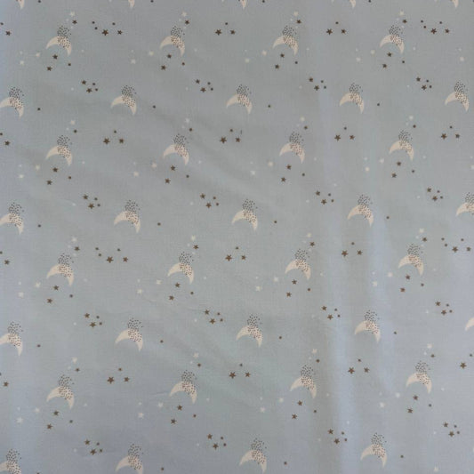 Light blue moon stars cotton fabric Little Ducklings by Paper and Cloth for Moda