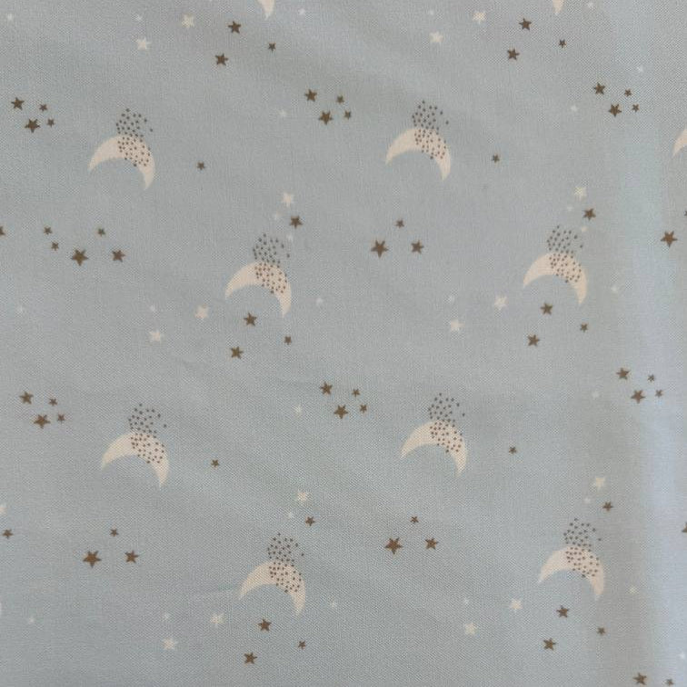 Light blue moon stars cotton fabric Little Ducklings by Paper and Cloth for Moda