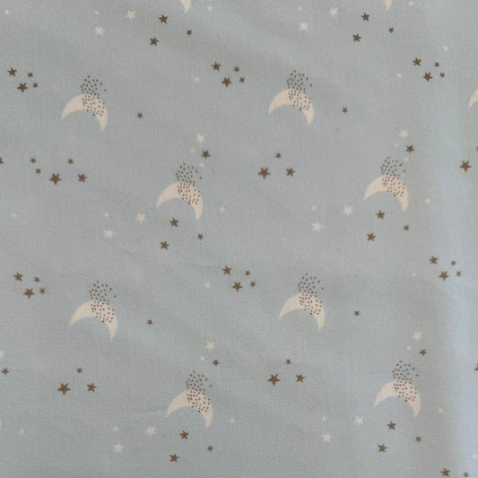Light blue moon stars cotton fabric Little Ducklings by Paper and Cloth for Moda
