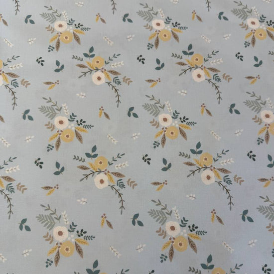 Blue floral cotton fabric Little Ducklings by Paper and Cloth for Moda